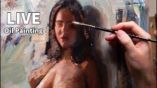 Live Oil Painting - Portrait and Hand on Figure Painting