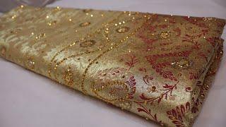 ARNG-2344 The Metallic Gold Premium Banarasi SareeSilk Golden ZariAcrylic Stones