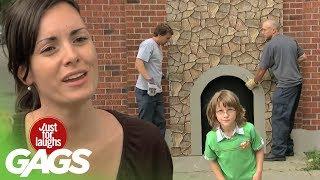 Kid Disappears In Brick Wall Prank - Just For Laughs Gags