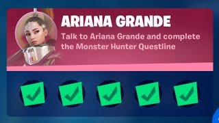 Fortnite Complete Ariana Grande Punchcard Challenges Monster Hunter Quests - Talk to Ariana Grande