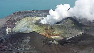 Anak Krakatau Erupting Crater Flyover 2024