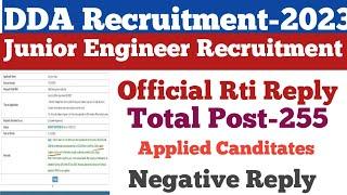 DDA JE Official Rti ReplyCanditates Applied? DDA Junior Engineer Recruitment-2023