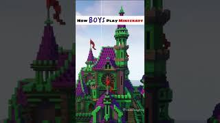 Minecraft Girls Vs Boys Playing Minecraft - Schizophrenic #shorts