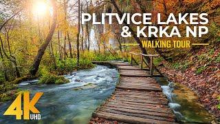 Relaxing Walk in KRKA & Plitvice Lakes National Parks Autumn - Walking Tour in 4K UHD