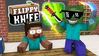 Monster School  Flippy Knife + Bottle Flip Challenge - Minecraft Animation