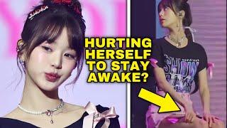 Fans concerned after Wonyoung seen “hurting” herself to stay awake during IVE concert #kpop