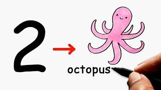How To Draw a Simple Octopus - Easy Drawing Tutorial 2022