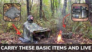 Solo Overnight Using a Barebones Basic Kit to Stay Alive in the Woods