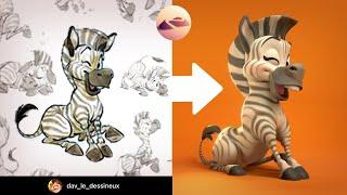 Zebra 2D Sketch to 3D Sculpt on iPad Pro  Nomad Sculpt Timelapse