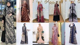 Model Gamis Batik Kombinasi Polos Modern Terbaru 2024 Elegansi dan Keindahan dalam Satu Gaya