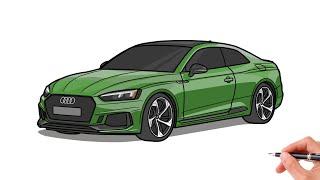 How to draw an AUDI RS5 2018  drawing a audi rs 5 2017 coupe car
