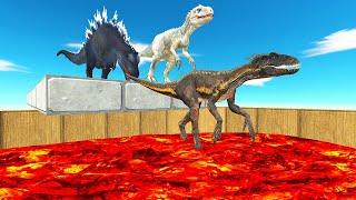 DINOSAURS JUMP OVER LAVA HOLE - Animal Revolt Battle Simulator