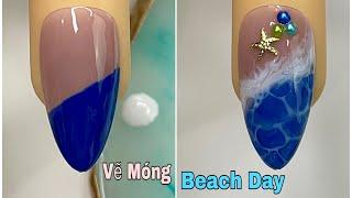 Easy Ocean Nails Art For Beginner Vẽ Móng  New Nails Design  New Nails