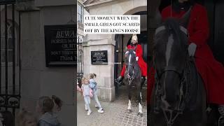 CUTE MOMENT WHEN THE SMALL GIRLS GOT SCARED OFF BY THE KINGS HORSE l Horse Guards Horse London.