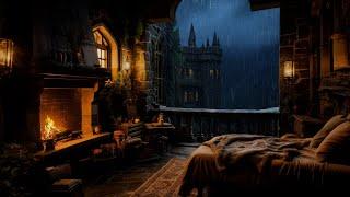 Sleep with Peaceful Rain Sounds and Thunder in Castle Room