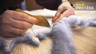 See the Process of sewing a bespoke fur coat in a fur atelier