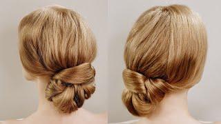 Elegant and  cosy  flat neck bun for long blond hair. 19 Century 10 min hairstyle