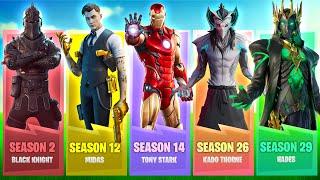 Evolution of Fortnite Tier 100 Battle Pass Skins Chapter 1 Season 1 - Chapter 5 Season 2