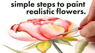 How I make painting realistic watercolor flowers easy.