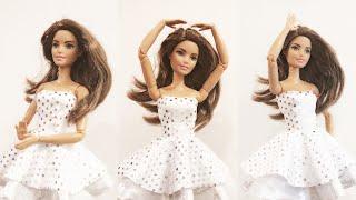 DIY Barbie doll dress tutorial  fast and easy  How to make doll clothes  HAPPY DOLLS