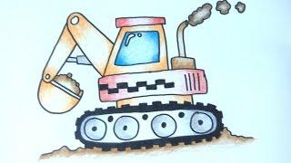 How To Draw Excavator Backhoe Loader Excavator