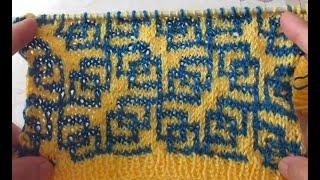 Mosaic knitting slip stitch 2 color pattern knit247