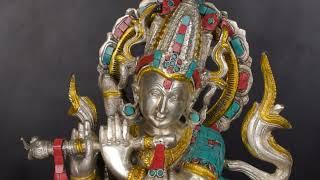 Large Lord Krishna Statue in Silver 23 - StatueStudio