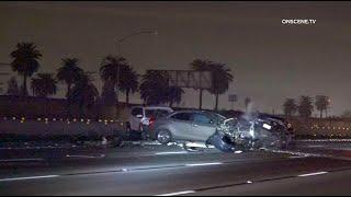 *CAUGHT ON CAMERA* Multi-Car Freeway Wreck RAW FOOTAGE  Los Angeles