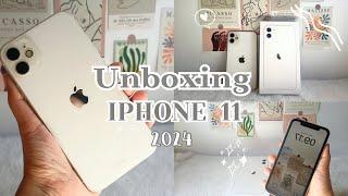 iphone 11 unboxing in 2024 white   aesthetic unboxing + set up + accessories + camera test