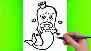 Güzel Deniz Kızı Resmi Çizimi Kolay Çizimler Sevimli Deniz Kızı Resim Çizim Ve Boyama Videosu