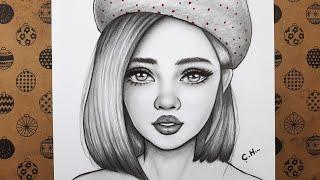 How To Draw A Girl In A Hat Easy How To Draw A Beautiful Girl In A Hat The Easy Way Step By Step