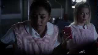 Pretty Little Liars 3x23 - Emily & Hanna In The Morgue & Aria Sees Big A.