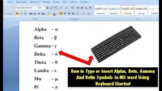How to Type or Insert Alpha Beta and Gamma  Symbols In MS word Using Keyboard Shortcut