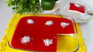 طرز تهیه دسر نشاسته با لایه ژله مناسب برای مهمانی  HOW TO MAKE THE BEST DESSERT STARCH Pudding