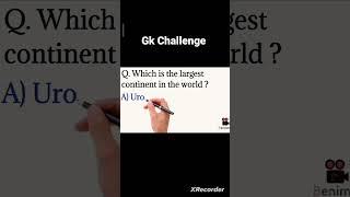 Largest Continent in the world in english  World Gk #gkquiz #shorts #gk #viral