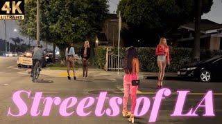 The Streets of LA at Night - Figueroa Street  Los Angeles California 4K
