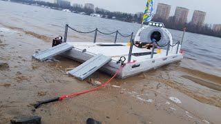 ПАРОМ с турбиной … Тест на воде Пытаюсь перевезти внедорожник. Часть 3