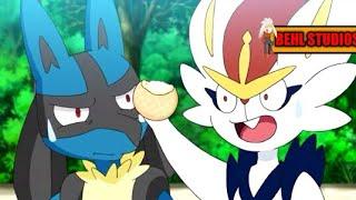 Pokemon Journeys Cinderace Drops His Ice Cream Onto Lucarios Face AGAIN.