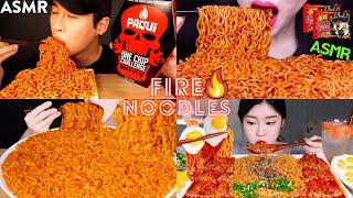 MUKBANGERS EATING SPICY FIRE NOODLES NOODLES EATING ASMR MUKBANG