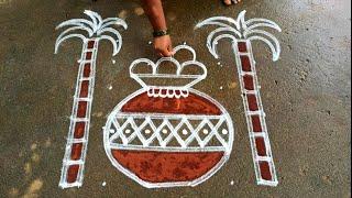 Thai pongal paanai kolamsankaranti chukala Muggulu6*6pongal pot rangolibhogi Super rangoli