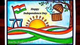 Independence Day Drawing easy  Happy Independence Day Poster drawing  15 August Special Drawing