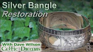 Antique Silver Bangle Restoration scratch removal and polishing How To.