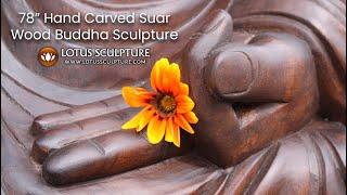 6.5 Foot Tall Hand Carved Wood Buddha Statue www.lotussculpture.com