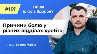 #101 Причини болю у різних відділах хребта. Спитайте у лікаря Чайки Вища школа Здоровя