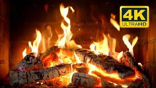 FIREPLACE 4K  Cozy Fire Background 12 HOURS. Fireplace video with Burning Logs & Fire Sounds