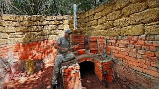 Building a Stone House  Warm and Cozy Shelter with Stove  Secret Construction Bushcraft Amazing