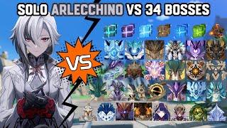 Solo C0 Arlecchino vs 34 Bosses Without Food Buff  Genshin Impact