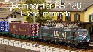 RailpoolLineas BR 186 in head of 41646 Lineas Intermodal train 2019