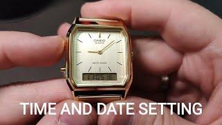 HOW TO CHANGE TIME AND DATE CASIO AQ-230