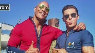 Dwayne Johnson Zac Efron In Town Filming Baywatch